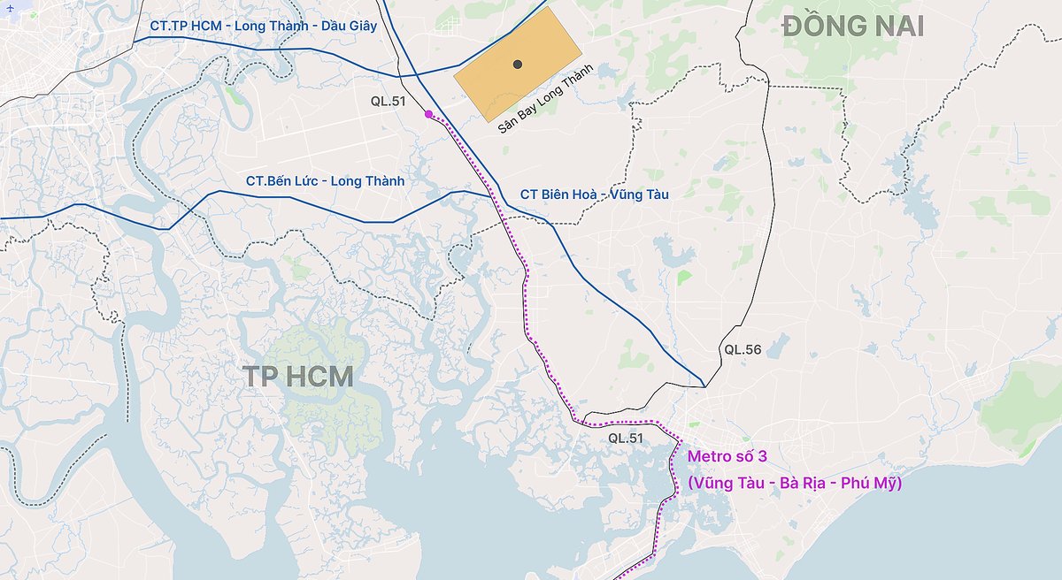 Đề xuất mở rộng tuyến metro Vũng Tàu kết nối đến sân bay Long Thành