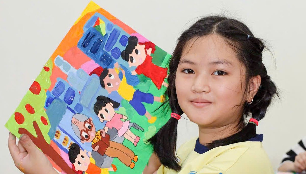 Thiếu nhi Thành phố Hồ Chí Minh thể hiện tình cảm với Chủ tịch Tôn Đức Thắng qua tranh vẽ